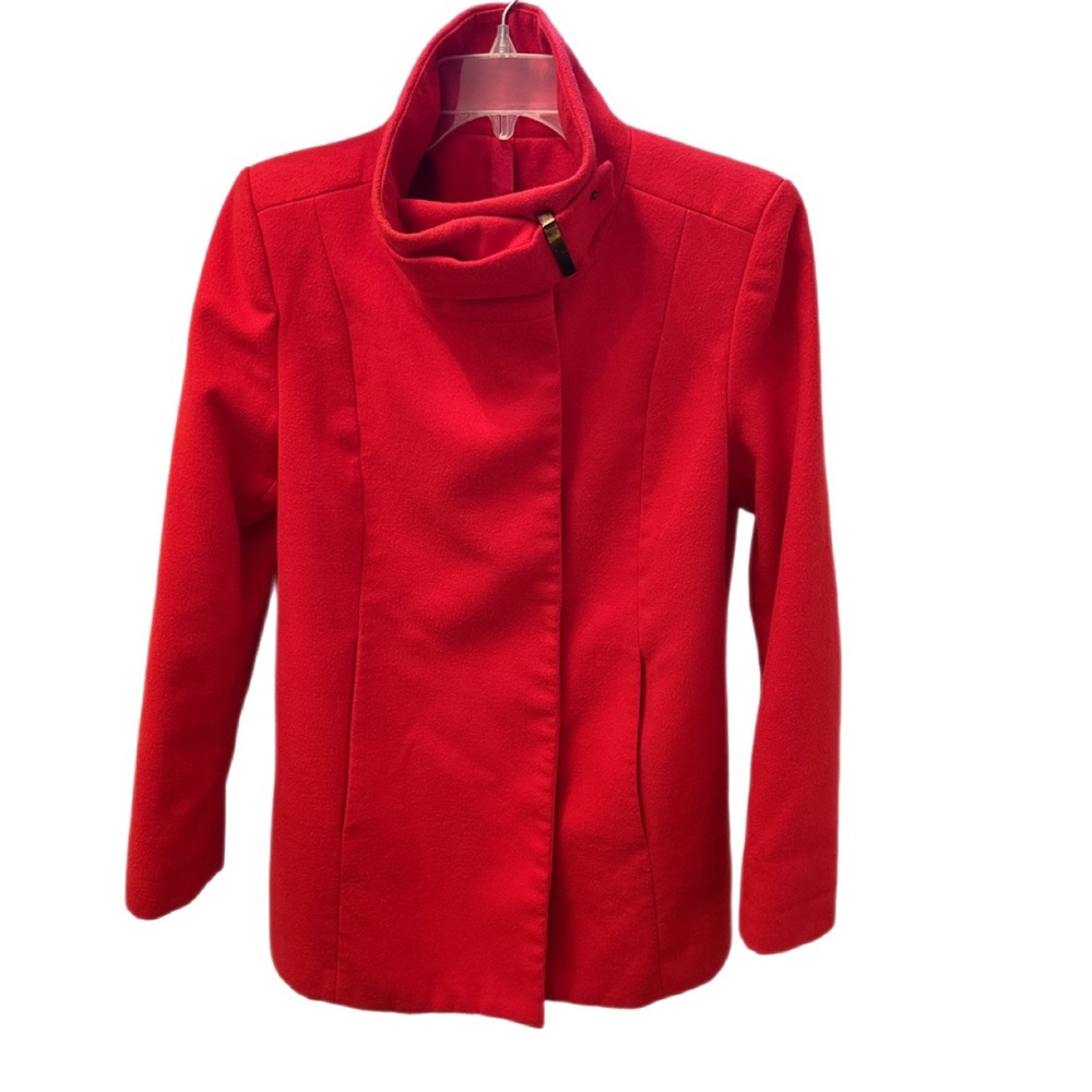 MNG Mango Suit Red Funnel Neck Wool Coat XS